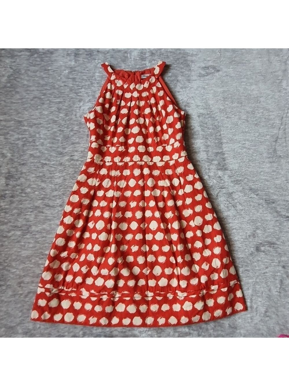 Eliza J. Polka Dot Orange Sleeveless Fit and Flare Dress Size 4P #EJ3P4559 - Picture 2 of 13